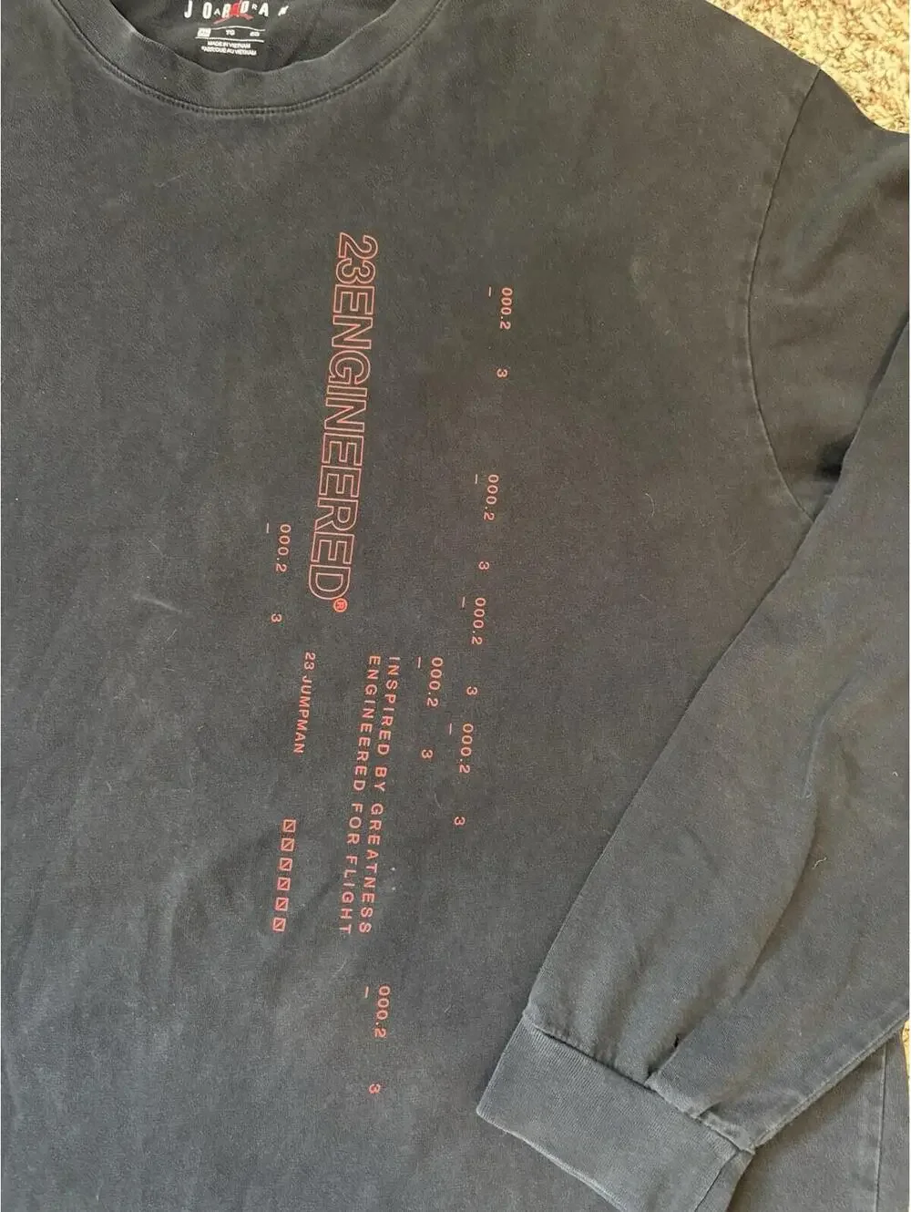 Air Jordan 23 Engineered Men's Size XL Long Sleeve T-Shirt Black CD5505-010